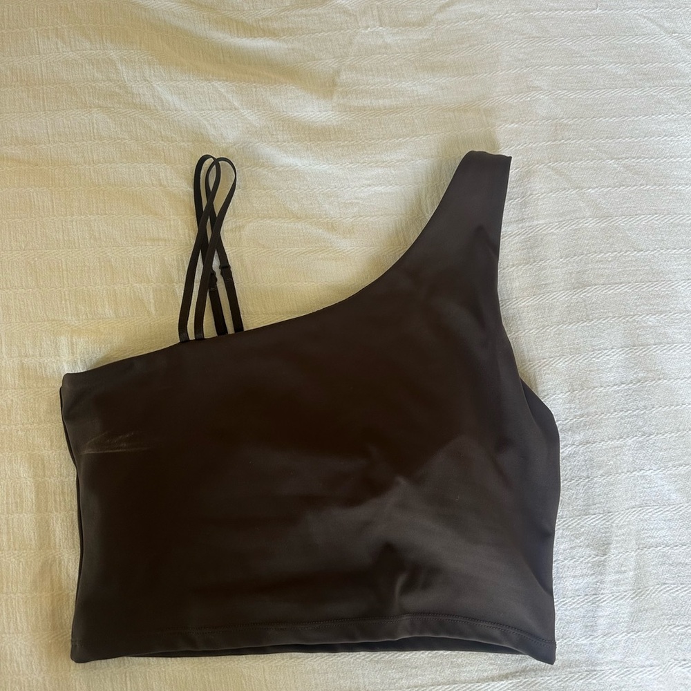 Brown One-Shoulder Crop Top